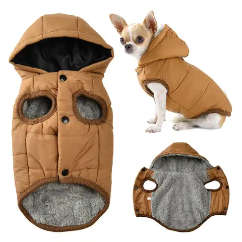 Manteau polaire chaud pour chien, sweat à capuche pour petits et moyens chiens, vêtements d'hiver pour chiots, veste avec anneau en D, Costume Parka épais et confortable pour carlin teckel
