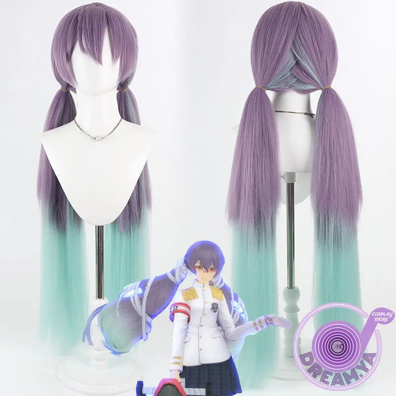 Soubiki Noho Cosplay Wig Compass Purple Mint Long Heat Resistant Synthetic Hair Halloween Party Role Play Carnival + Wig Cap