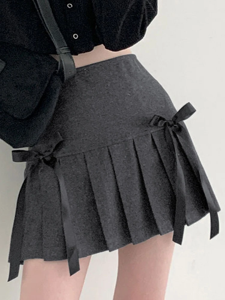 

Y2K Mini Skirt Women Vintage Preppy Style Pleated Skirts Female Sweet Bow High Waist Skirts Hot Girl Short Faldas Para Mujeres