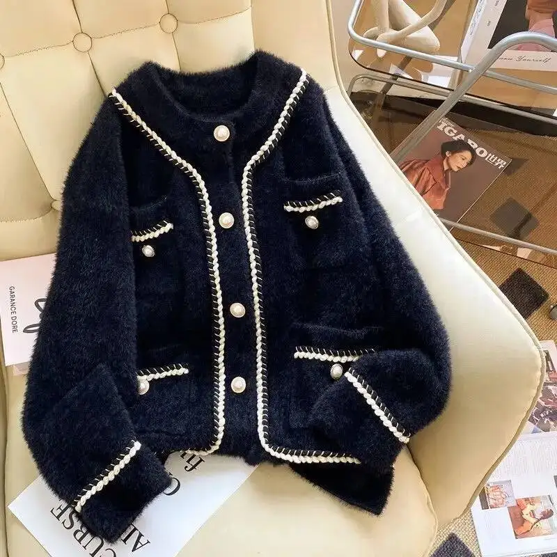 Modische, vielseitige Jacke, lockere Frühlings- und Herbst-Neue Strickjacke