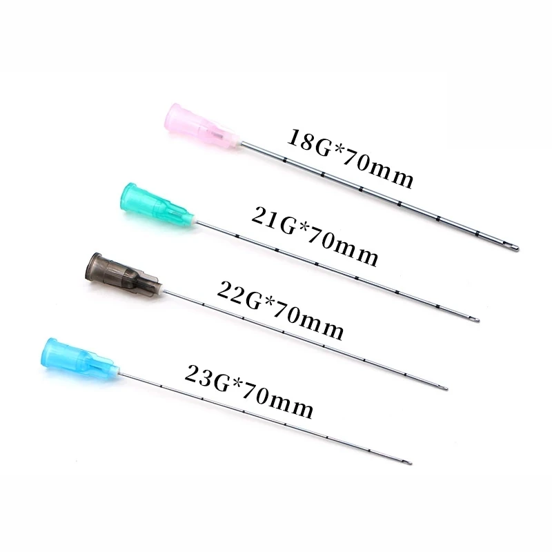 Cannula smussata usa e getta coreana per riempitivo 22G 50mm 70mm 25G 50mm 70mm Microcannula punta smussata staccabile necessaria-le