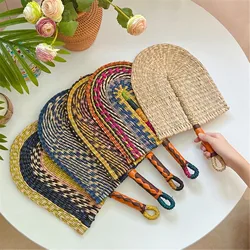 Straw Fan Wall Decoration Grass Handwoven Fan Hanging Decorations for Bedroom Background Wedding Party Home Decors