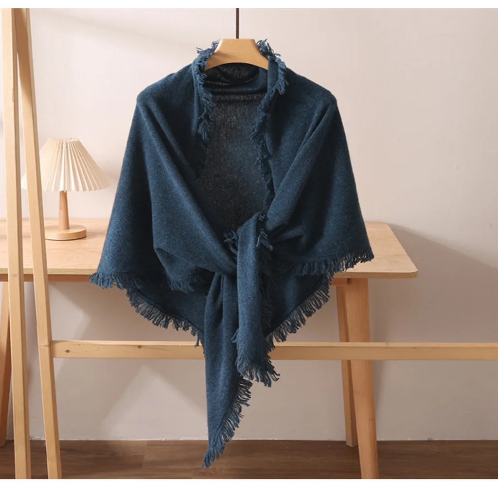 Sheep Wool Scarf Fringed Fringe Wrap Scarf Neck Wrap Scarf Warm For Commuting Seasonal Gatherings Everyday Fall Outings