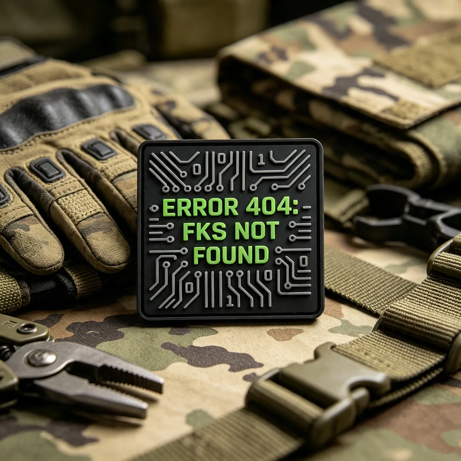 ERROR 404 Not Found Circuit Board PVC Rubber Patch Morale Patch Hook Loop Badge for Clothes Backpack