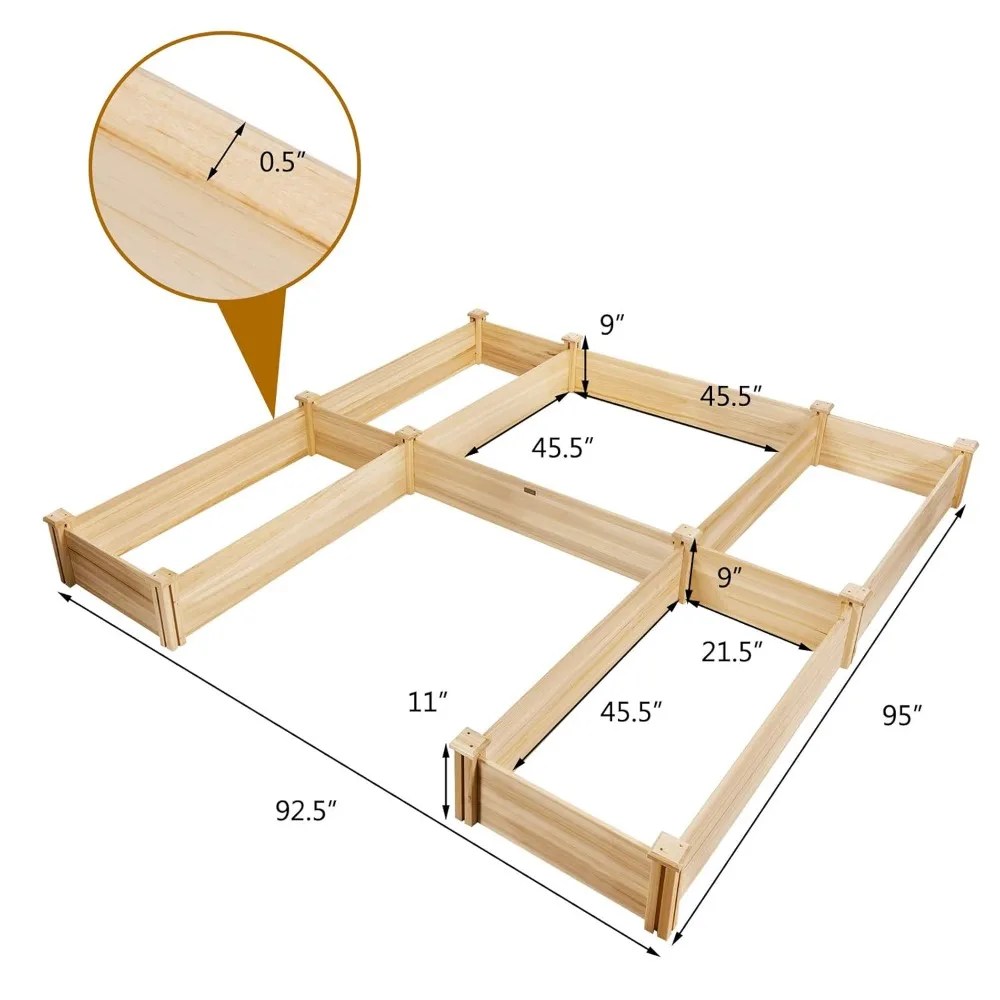 

Garden Bed, Wooden Planter Box Stand with Large Planting Space, Customized