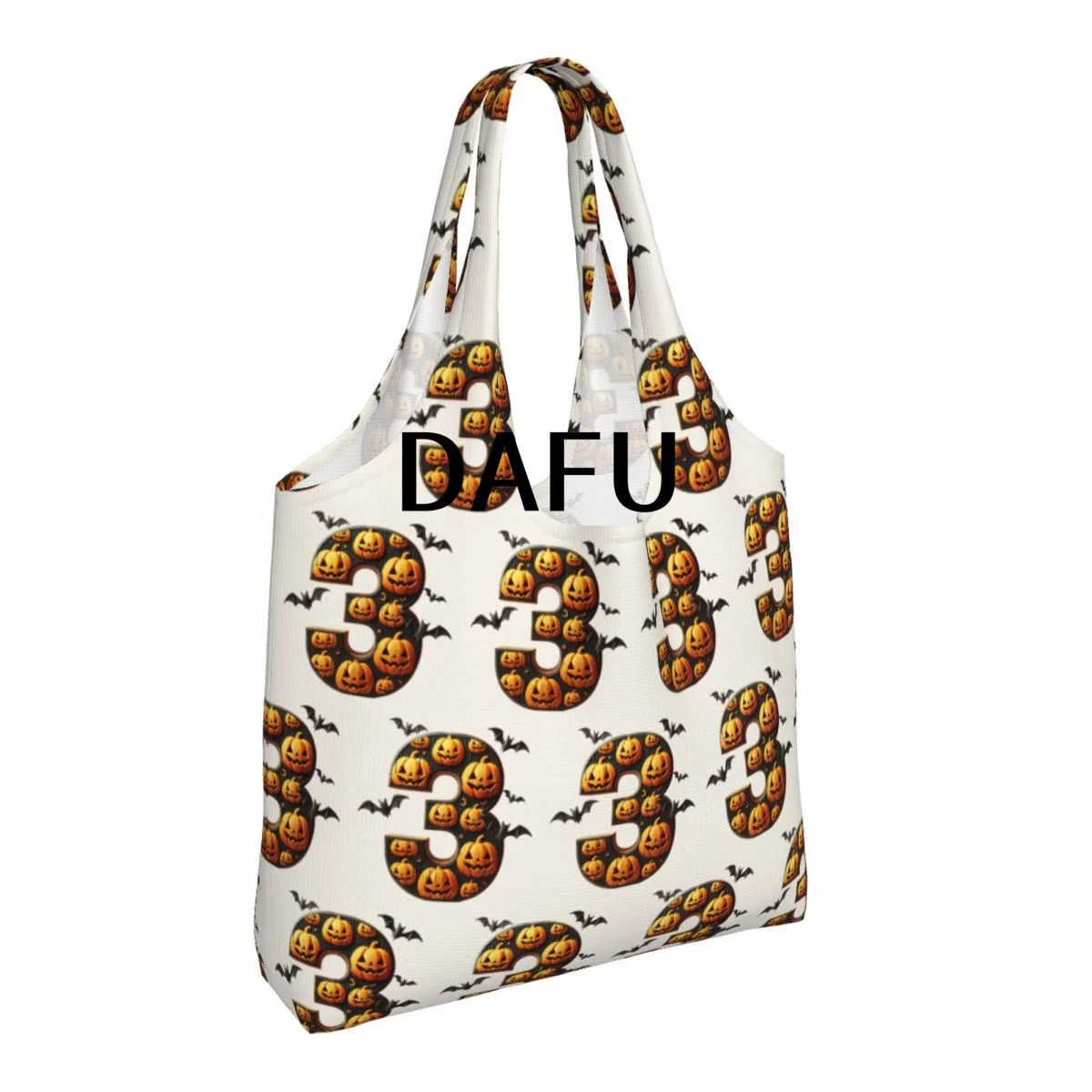 Batty Pumpkin Number 3 Funny Halloween Bat Pumpkin Tote Bag for Women - Gothic Canvas Shoulder Bag Shopping Commute Party