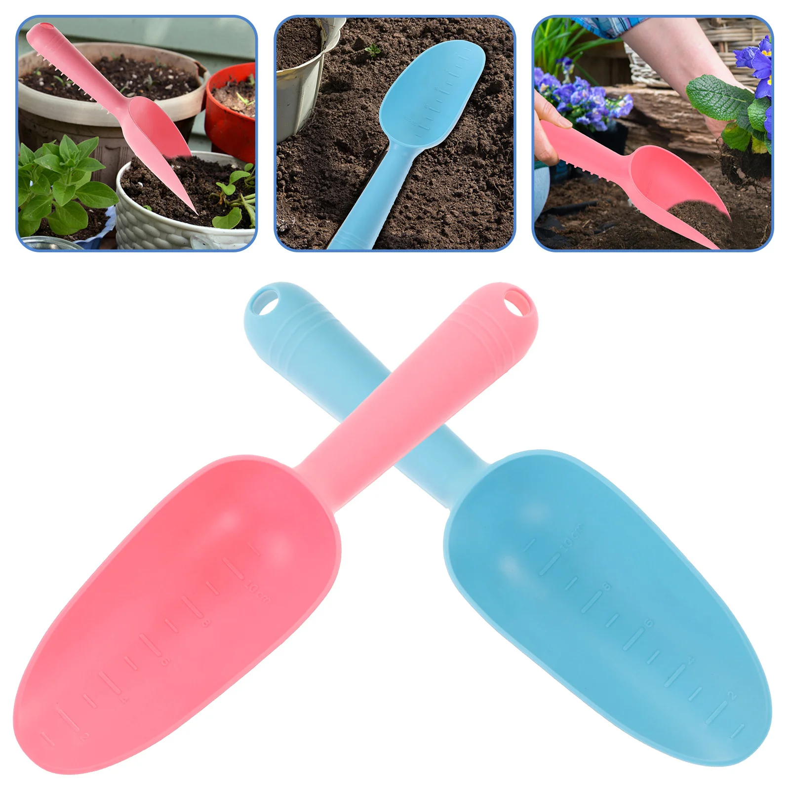 

2 pcs Plastic Hand Trowel 12Cm Garden Scoop With Measurement Marks For Transplant Digging Flower Pot Planting Shovel Garden