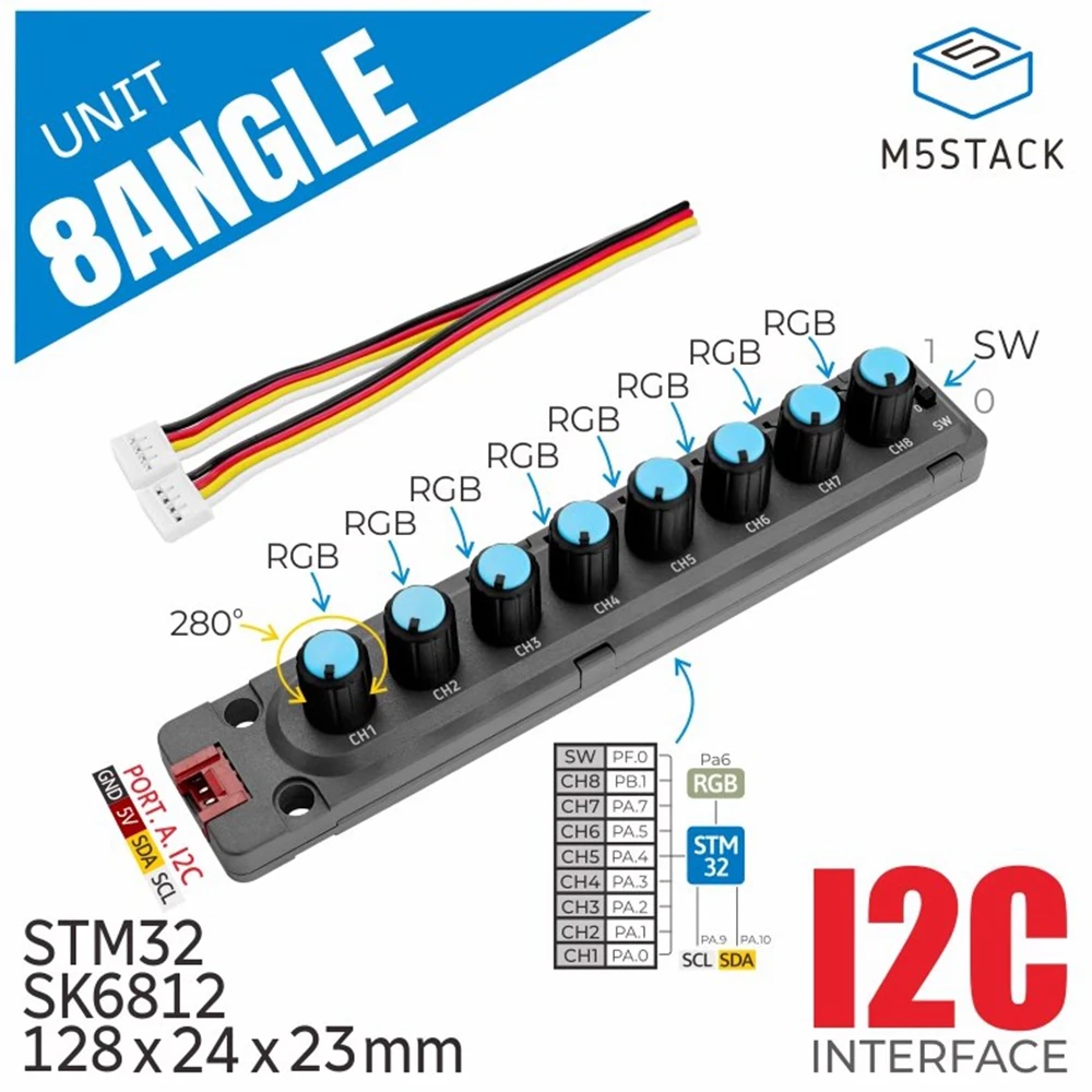 

M5Stack 8Angle 8-channel adjustable potentiometer input unit STM32F030 Music Control