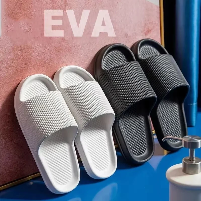 Women Men Couple Soft Sole Casual Bathroom Slides Fashion House Massage Slippers