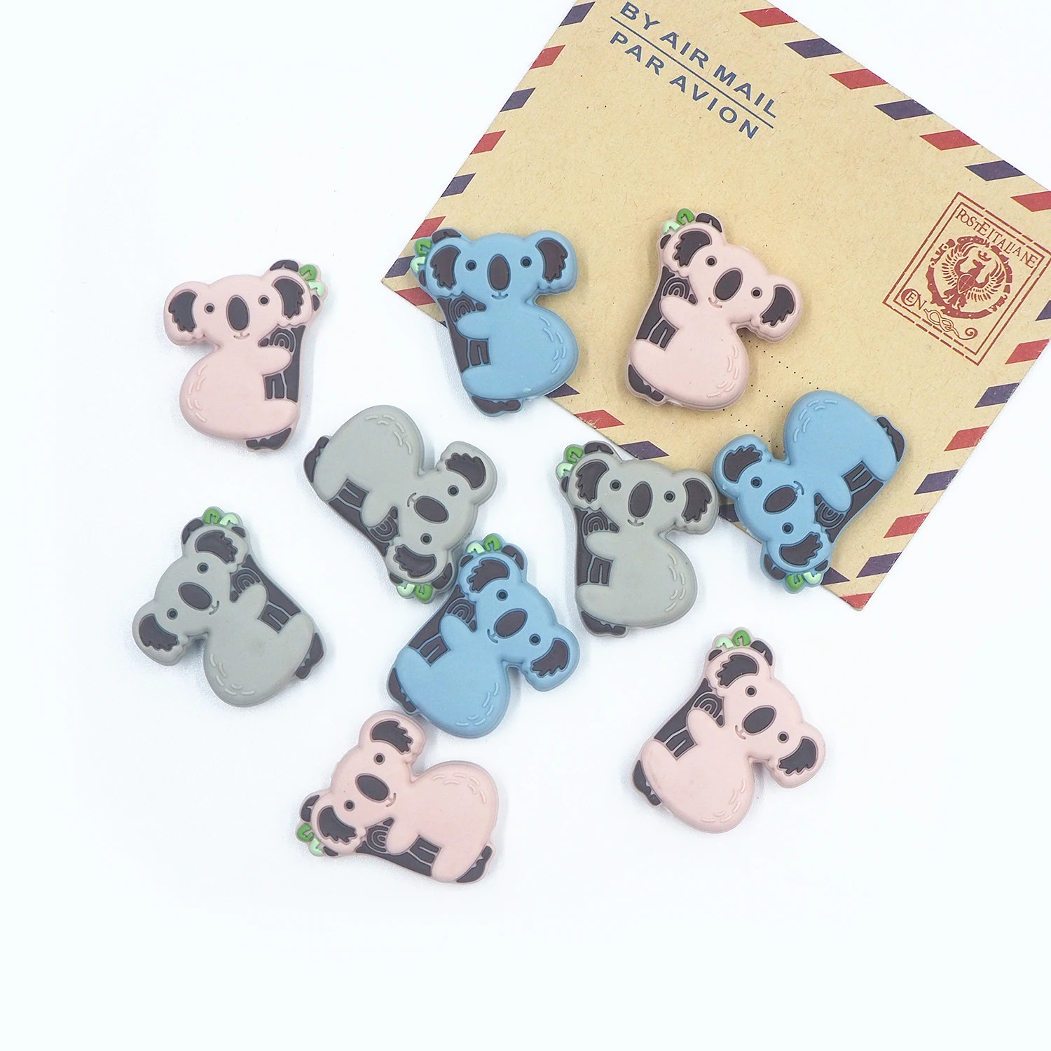 Chenkai 50PCS Koala Focal Beads Silicone Charms For Pen Making Character Beads For Beadable Pen DIY Baby Pacifier Dummy Chains