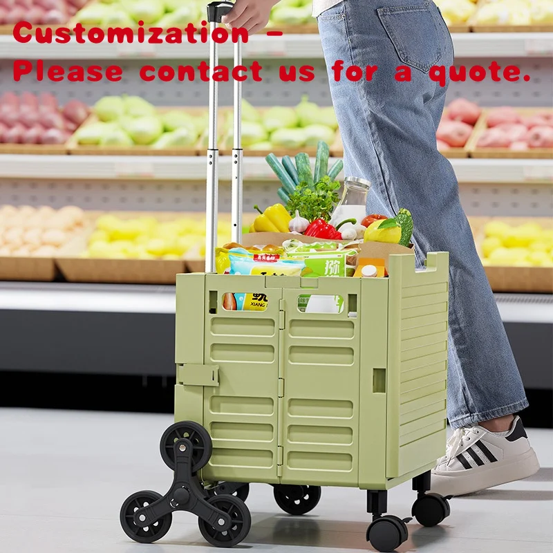 custom.Customized Plastic Camping Mobile Cart Swivel Caster Grocery Cart Folding Shopping Cart Portable Home Trolley Stall Trail