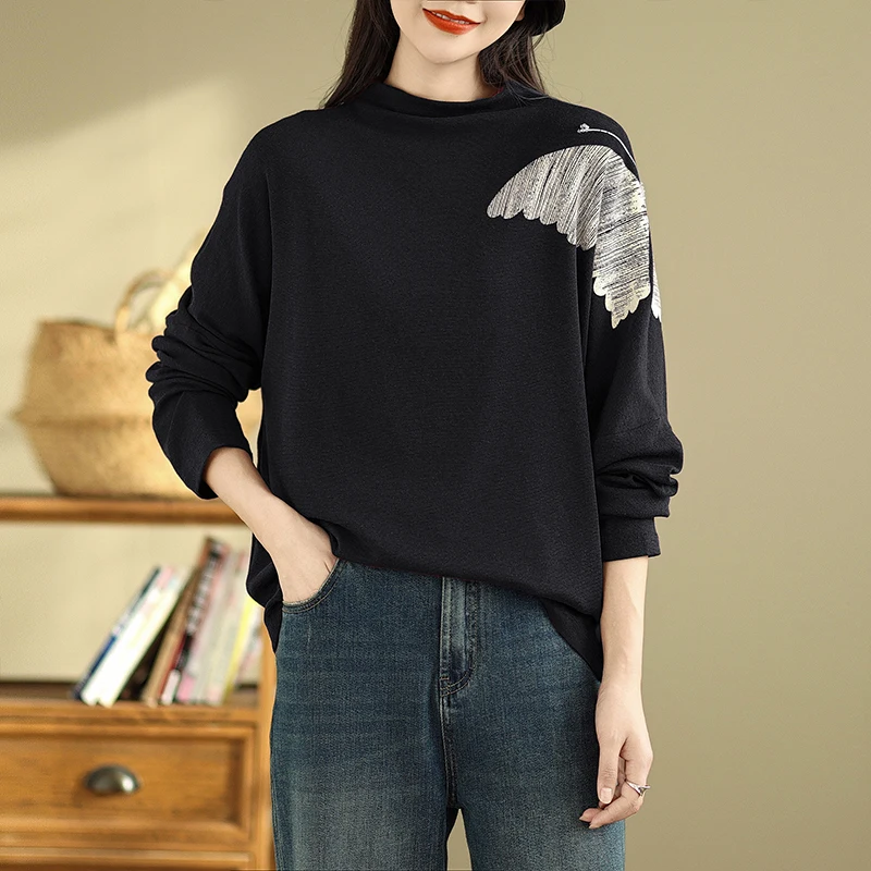 

Faionable Long Sve Свободная футболка High Ne, женская футболка больших размеров, весна-осень-зима, новая универсальная основа...