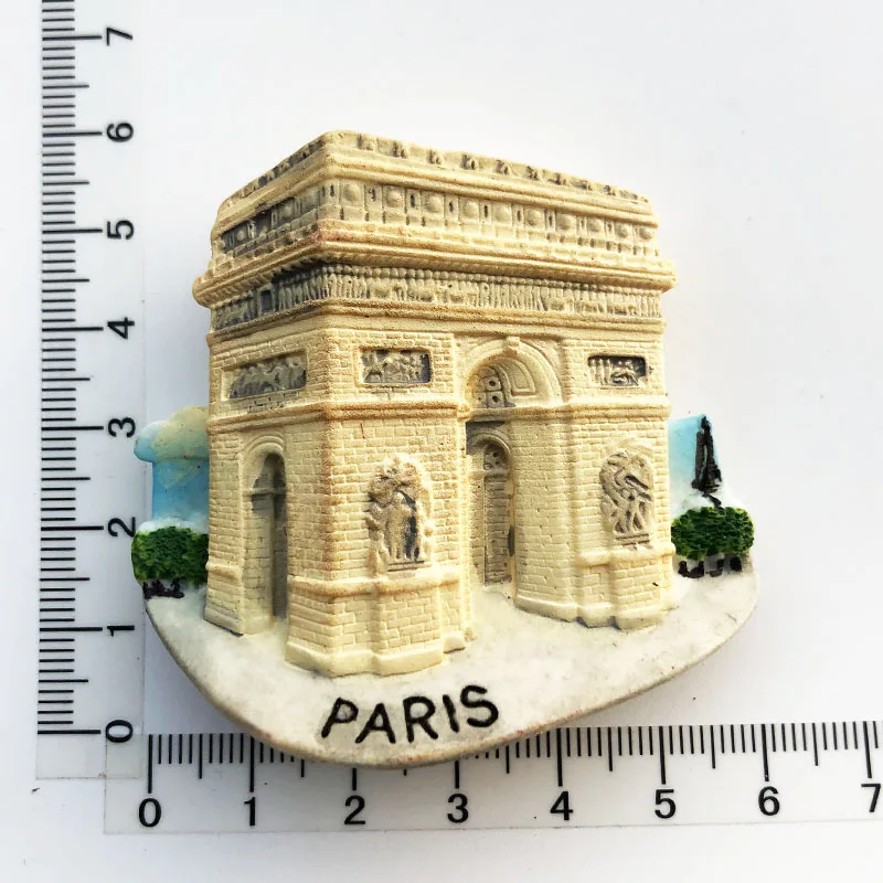 French Arc de Triomphe Fridge Magnet Cultural Landscape Message Post Tourist Souvenir Resin Craft Decoration