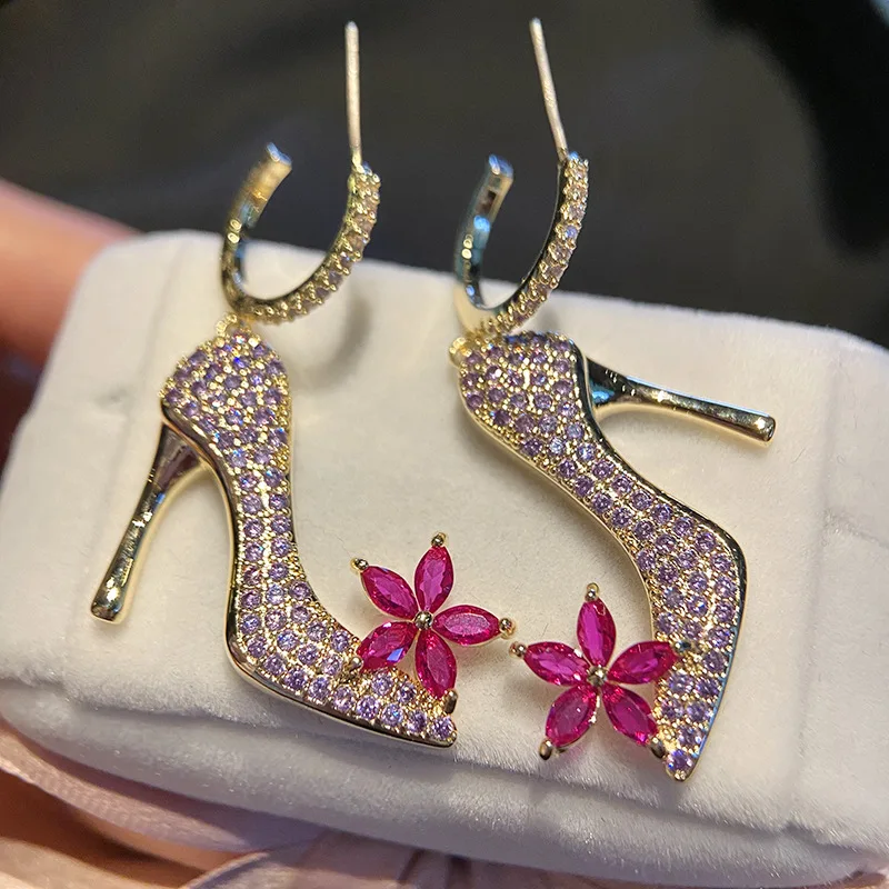 

Zircon Light Luxury Creative Design High Heels Earrings for Woman