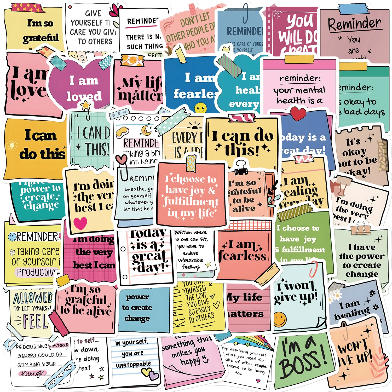 50pcs Self-adhere Motivational labels Cartoon Graffiti Stickers Phone Guitar Laptop Notebook Suitcase Water Bottle Waterproof