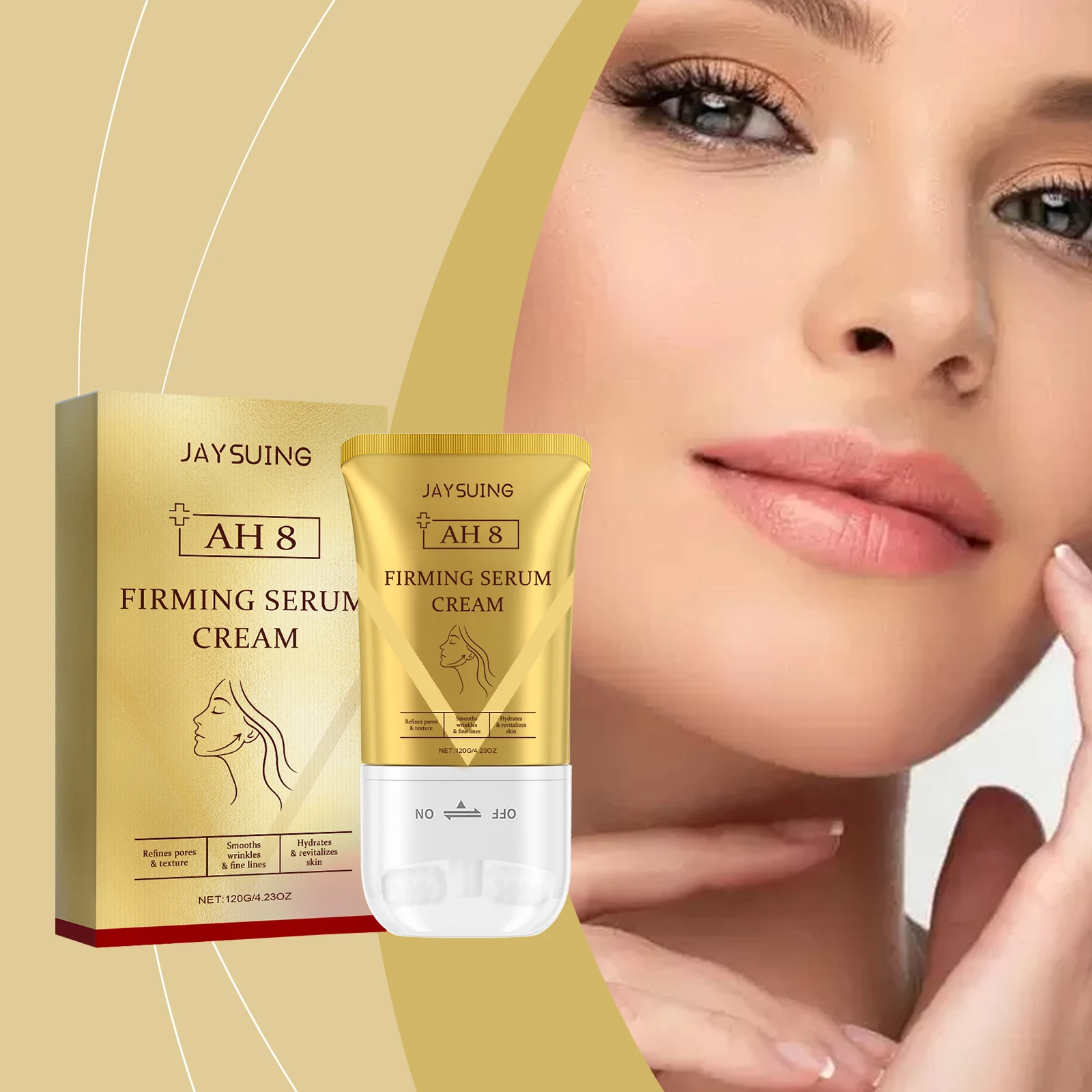 Neck Firming Roller Cream Deeply Moisturizing Lifting Brighten Skin Fades Fine Lines Reduce Double Chin Massage Firm Neck Cream