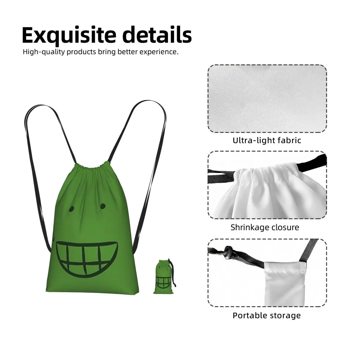Liam Plecak From HFJone (WEIRD SMILE) Drawstring Backpack Sports Gym Bag Portable Travel Drawstring Bag for Men Women