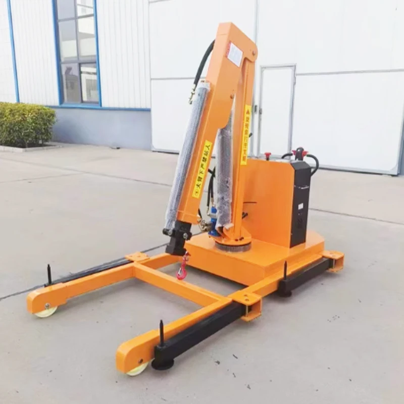 Garage Engine Lifting Mobile Crane Fully Electric Telescopic Arm Hydraulic Hoist Pallet Leg Portable Hand Push Lifting Machine