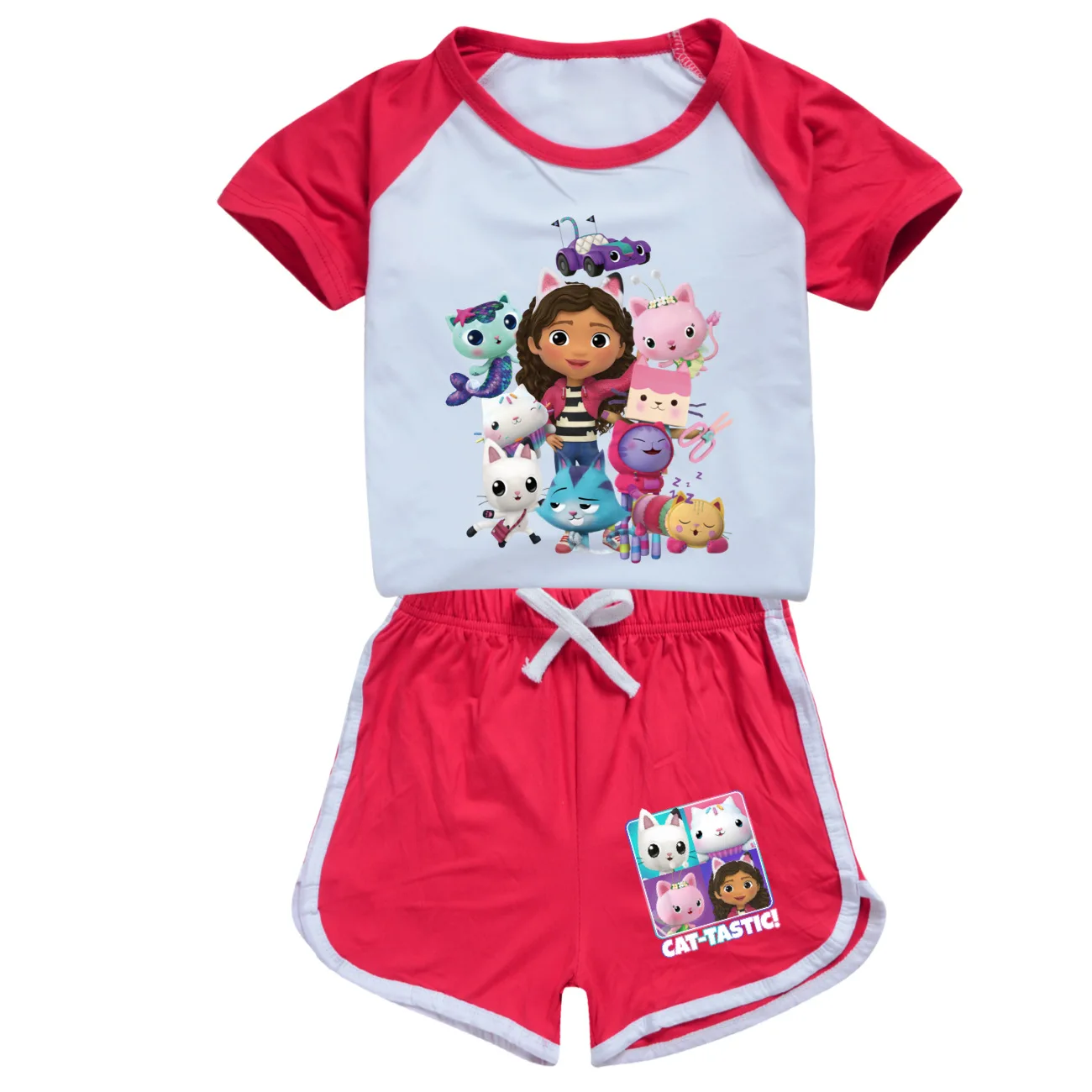 Gabby Doolhouse T Shirt Sets Kids Cartoon Gabi Chat Clothes Baby Girls Short Sleeve T-shirt Shorts 2pcs Set Teen Boys Sportsuits