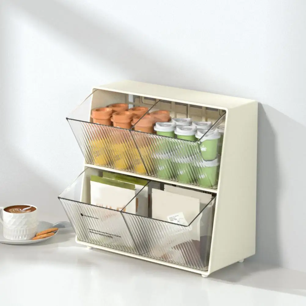 Convenient Tea Bag Container Easy Access Tea Bag Organizer Dust-proof Tea Coffee Sugar Container  Organizing