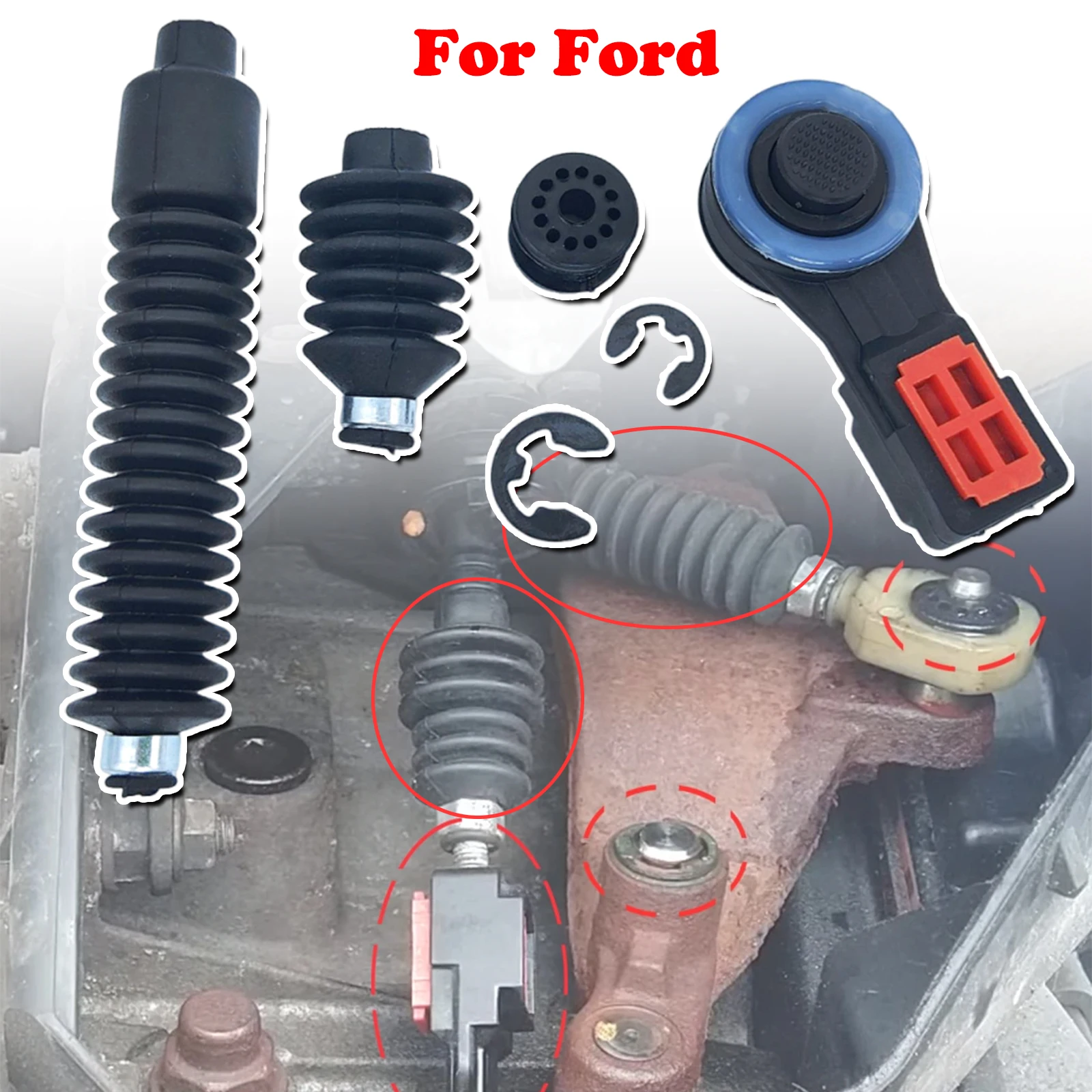 For Ford Focus Fiesta C-Max Fusion Manual Gearbox Shift Cable Linkage Shifter Lever End Gaiter Rod Connect Sleeve 2002 2004 2006