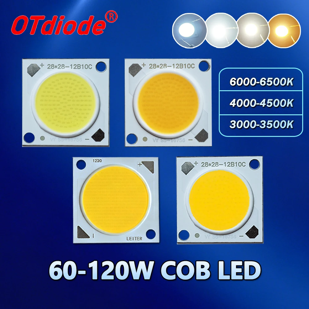 

LED COB Chip 36W 50W 60W 80W 100W120W DC30-36V High Power High Lumen 28*28mm Ra80 Replace CXA2530Bead Spotlight Downlight Source