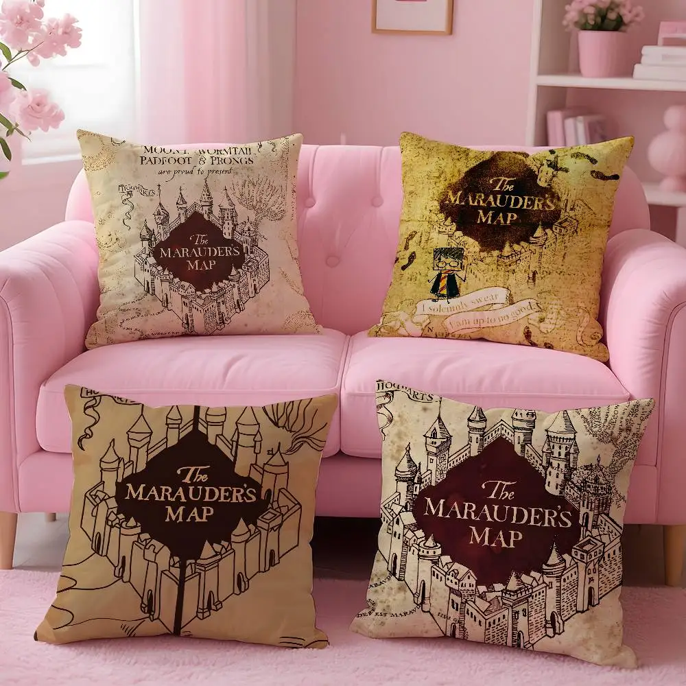 The Marauders Map Pillow Case Pattern Printed Pillowcase for Living Room Sofa Cushion Cover & Bedroom Decor
