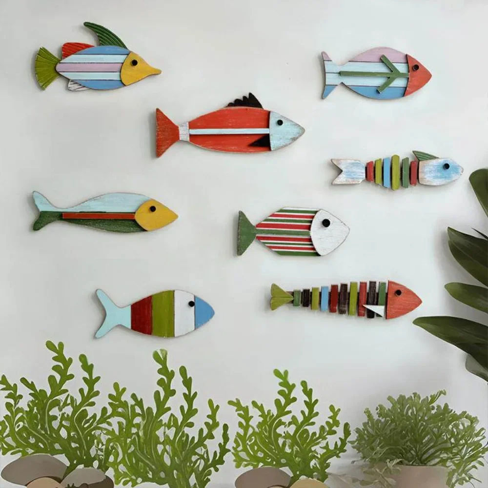 Mediterranean Style Theme Retro Fish Pendant Wall Three-dimensional Fish-shaped Wall Decoration Model Room B&B Hotel Decoration