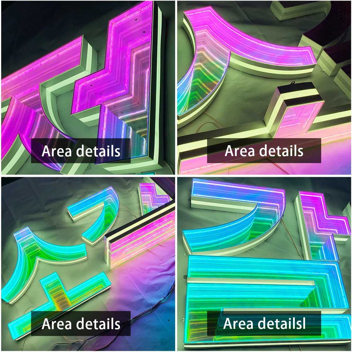 Custom Infinite Mirror Letters Business sign Metal 3D Waterproof Lighting Company Acrylic LED Luminous Letters Digital Sign