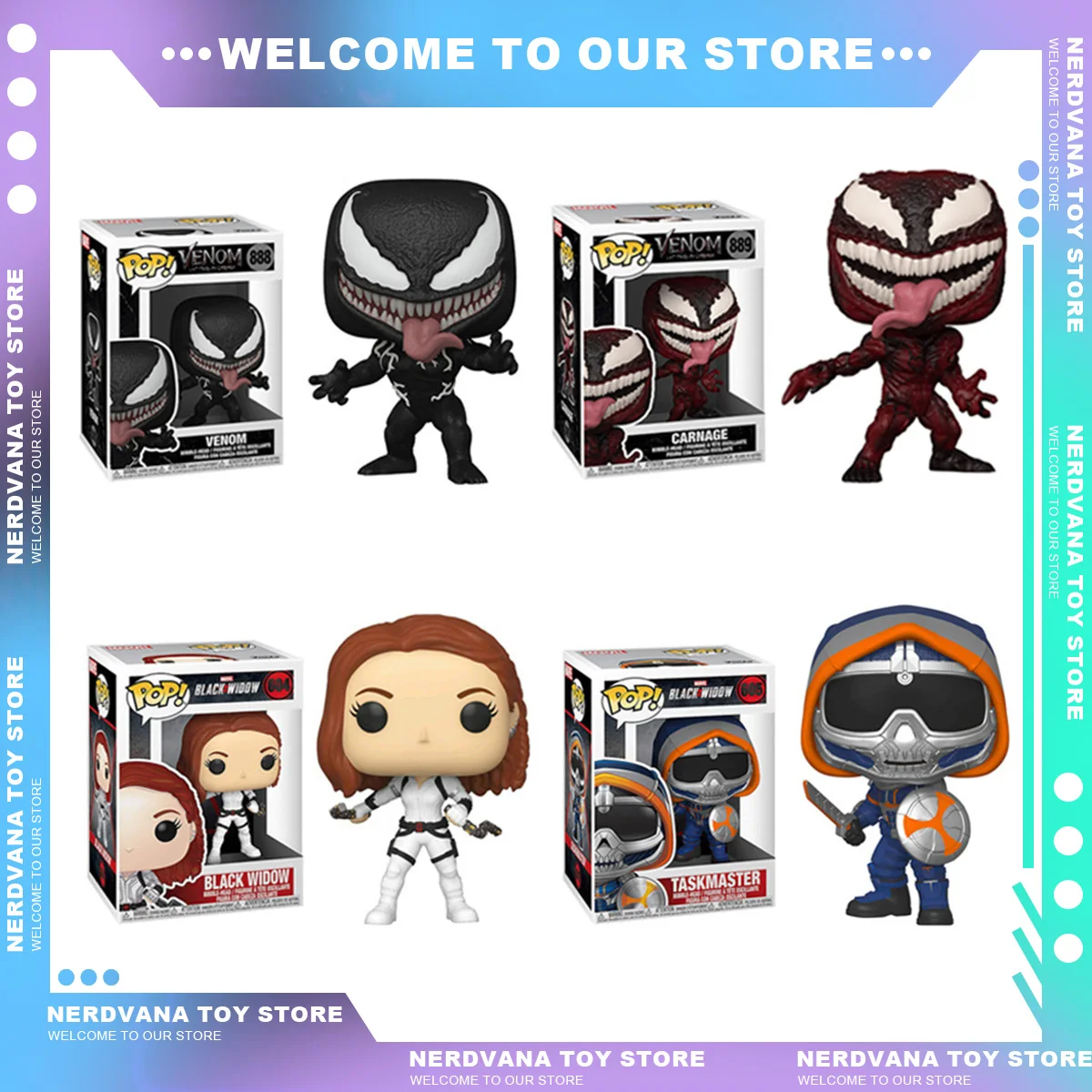 Funko Pop Marvel Figure Black Widow Taskmaster Venom Action Figure Collection Model Toys Kids Birthday Gifts