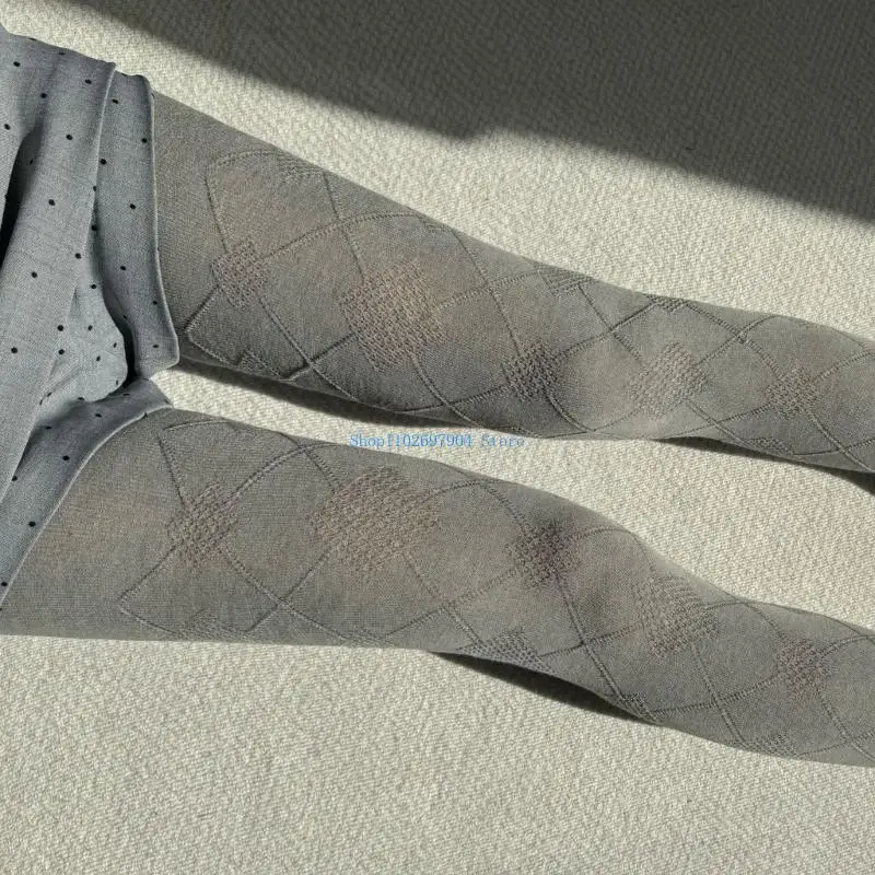 

N7YF Women Vintage Argyle Pattern Tights Fall Cotton Opaque Pantyhose Solid Stockings