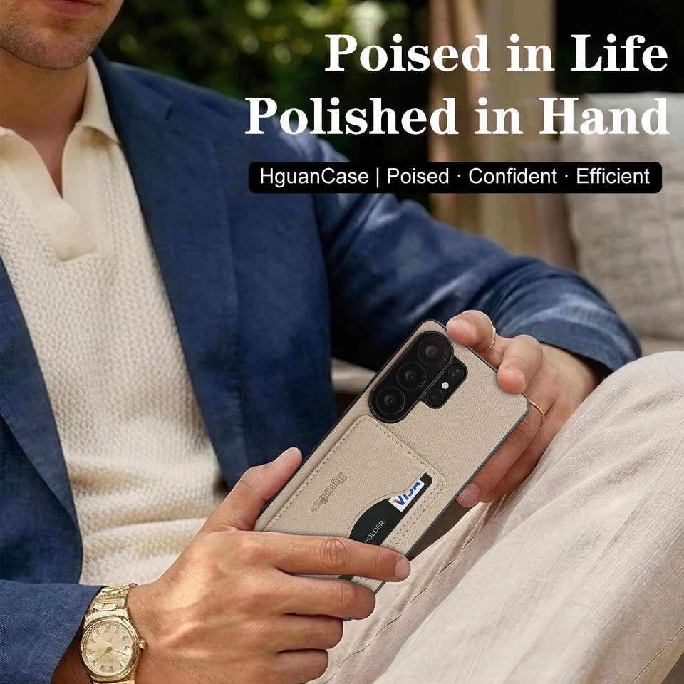 Funda de cuero PU para Samsung S26 Plus S25 S24 S23 S22 Ultra con ranura para tarjetas, protector duradero 6