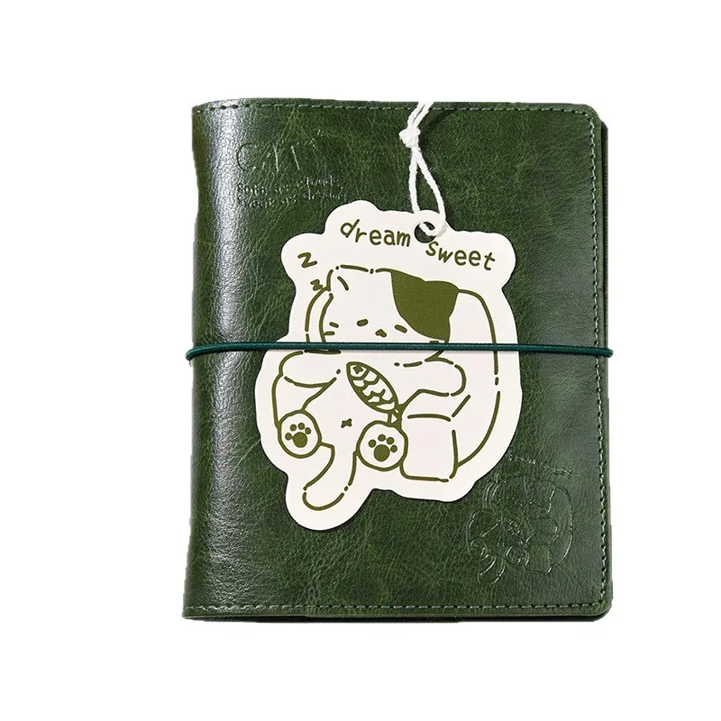 80 Pages/book Cute Cat and Dog Landscape Leather Cover Loose-leaf Book Creative DIY Journal Material Collage Stationery - view 5