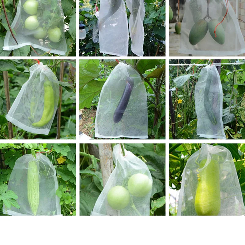 10x bolsas reutilizables de nailon para alimentos y frutas, bolsas de almacenamiento para el hogar y la cocina, cubierta de barrera para mosquitos, bolsa de filtro de red, olla de malla para verduras E2