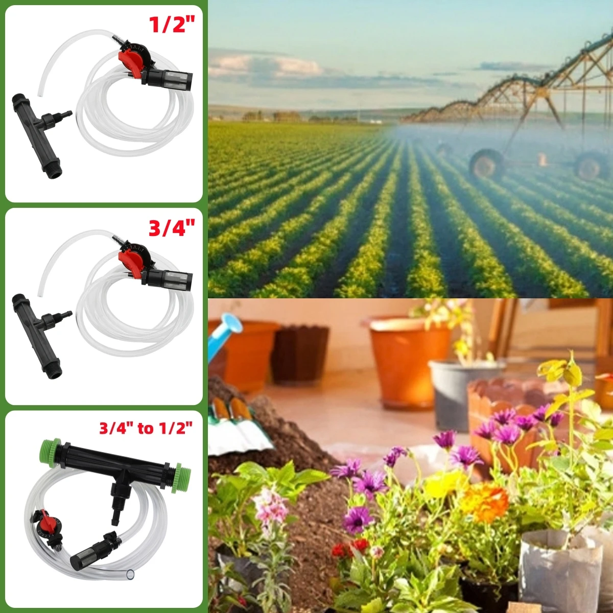 

Набор аппликаторов для внесения удобрений Вентури для сельского хозяйства, наружная резьба 1/2 " или 3/4", инжектор для орошения пестицидов в саду, теплице, 1 комплект