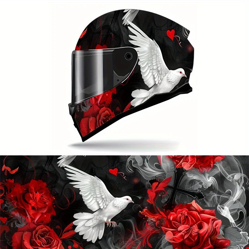 Red and black color matching, dove of peace, hot-selling style, exquisite, cool, gift, motorcycle helmet sticker - durable PVC,