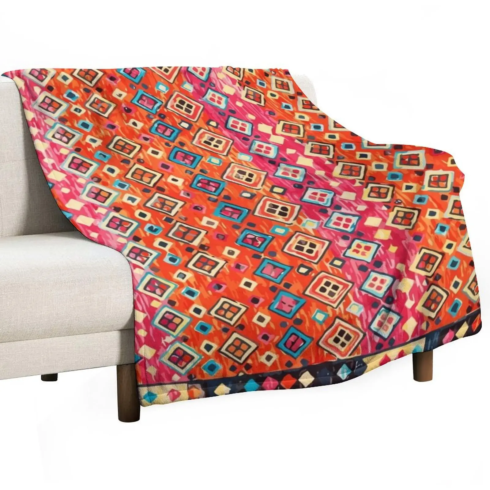 

Colored Bohemian Traditional Moroccan Style Artwork. Throw Blanket Plush Large Stuffeds Personalized Gift Blankets