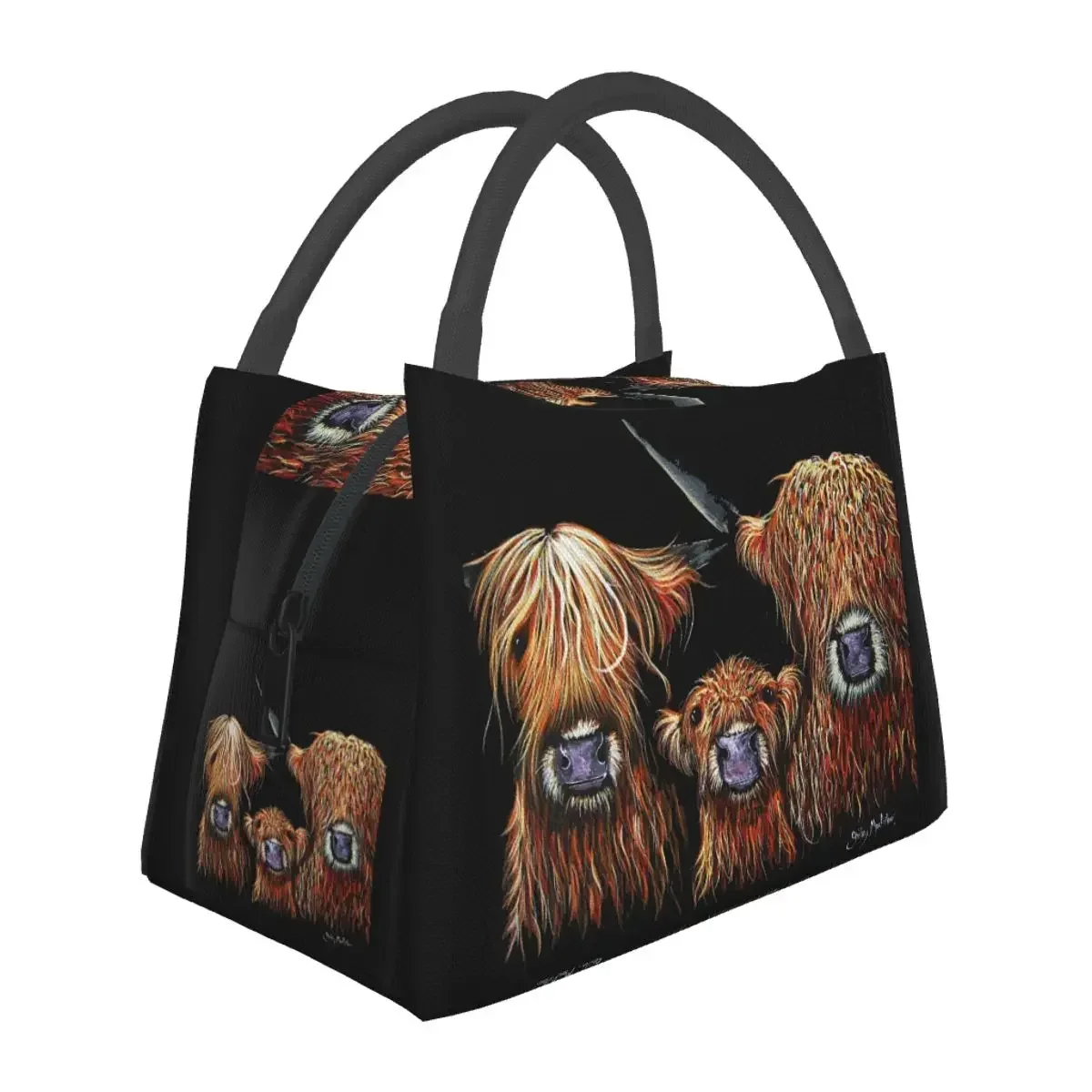 Scottish Highland Cows Lunch Bags Insulated Bento Box Lunch Tote Resuable Picnic Bags Cooler Thermal Bag for Woman Girl Office