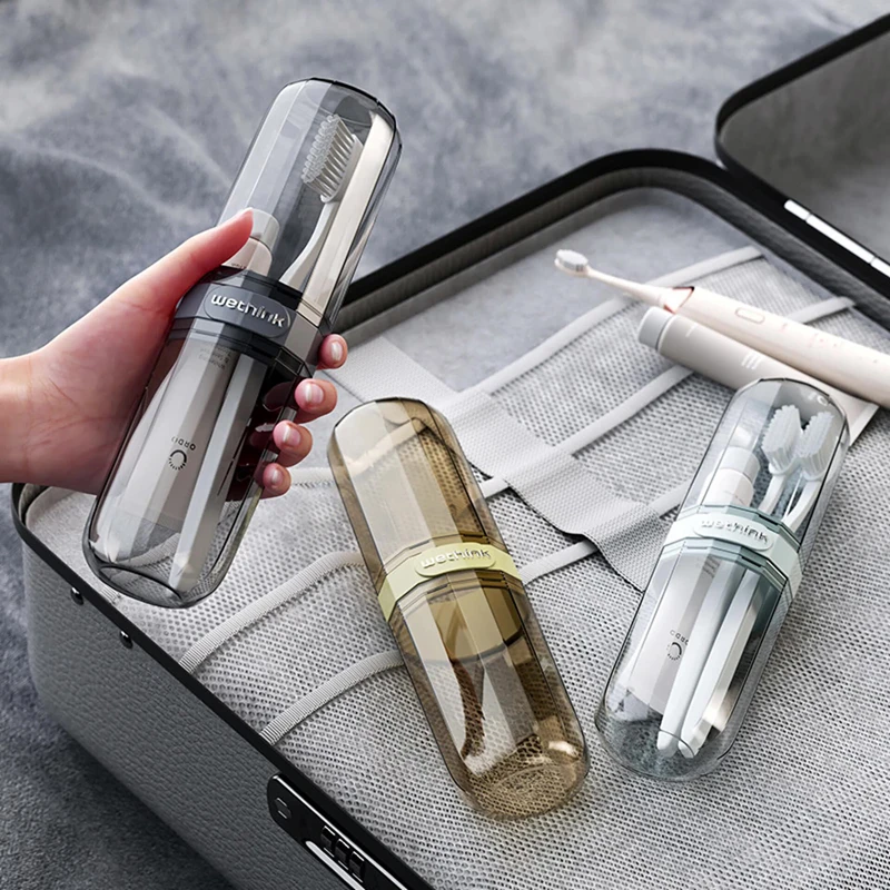 Portable Clear Toothbrush Travel Case Hard Shell All-in-One Organizer for Business Travel Gym Commute Hygienic Secure Design