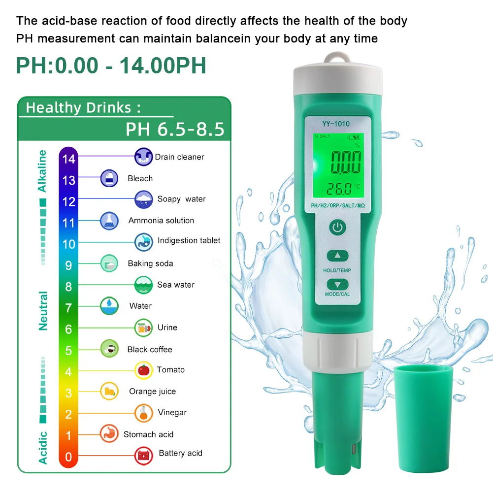 10 in 1 PH/EC/TDS/ORP/H2/Fertile/Salinity/S.G./Resistivity/Temp  Water Quality Meter Digital Multifunction Tester For Aquariums