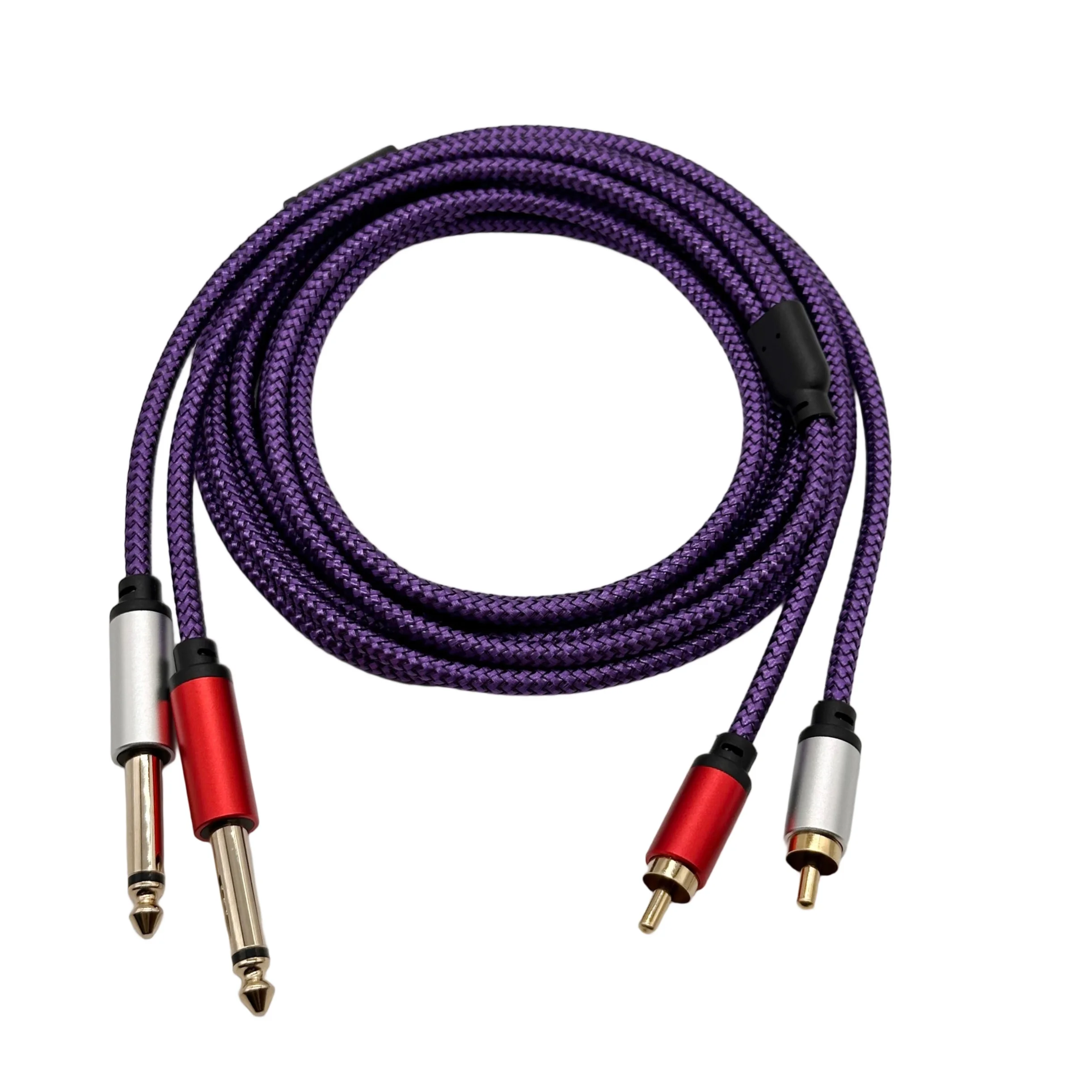 Kabel RCA do 6,35 mm, adapter audio stereo, 2,1/4 cala TS do 2 RCA, wtyk-męski do wtyku-męskiego, do mikrofonu, miksera, karty dźwiękowej, wzmacniacza. — zdjęcie produktu 4