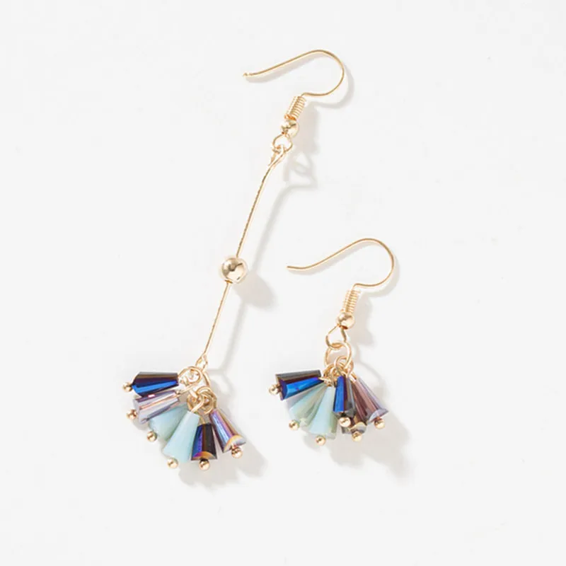 Asymmetrical Tassel Earrings Exquisite Crystal Earrings Women Fashion Korean Temperament Earring Long Personality Ear Jewelry
