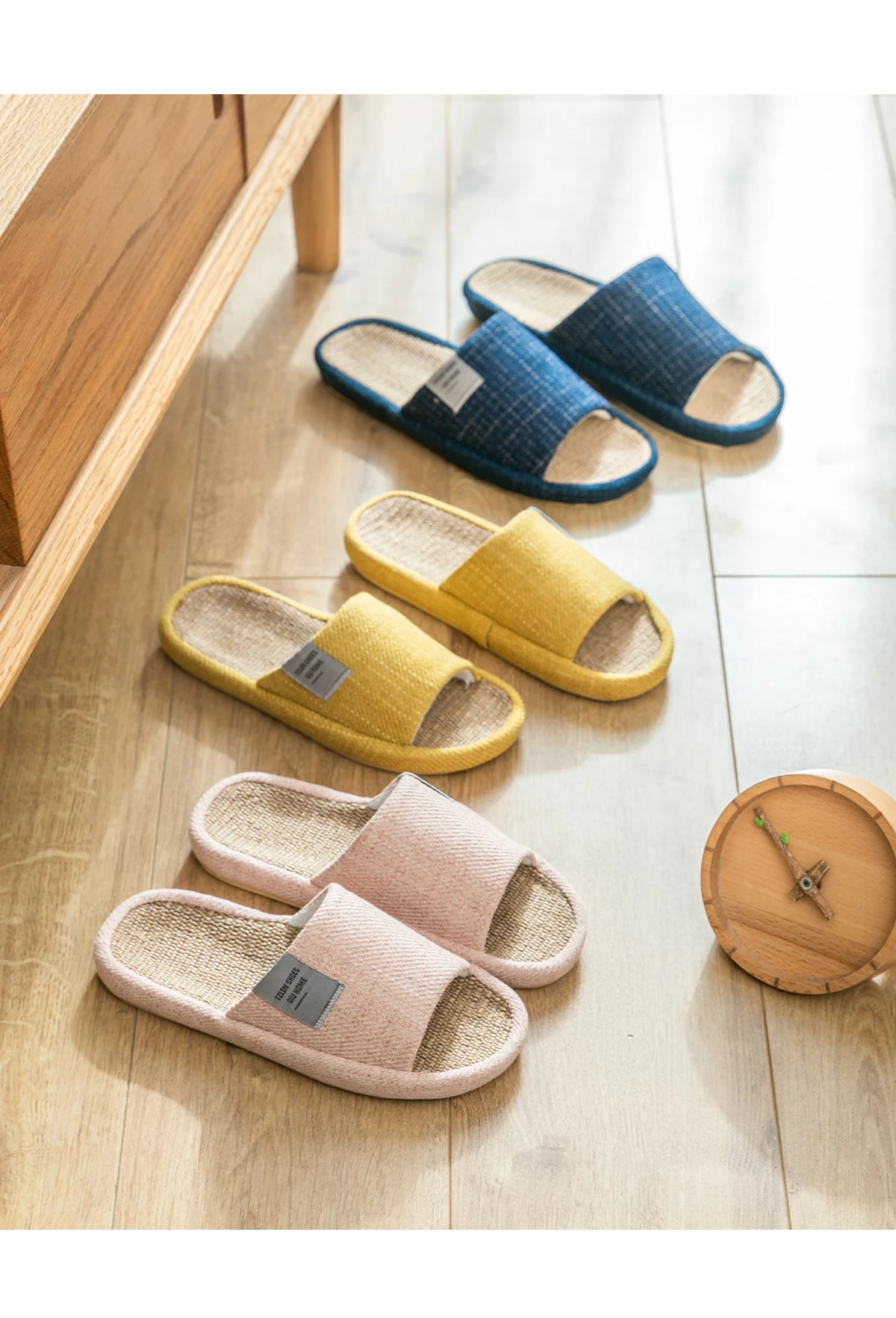 TZLDN Sommer Damen Hausschuhe Leinen Sommer Leichte Flache Sandalen Atmungsaktive Bequeme Rutschfeste Rutschen Indoor Herren Slipper – Detail 14