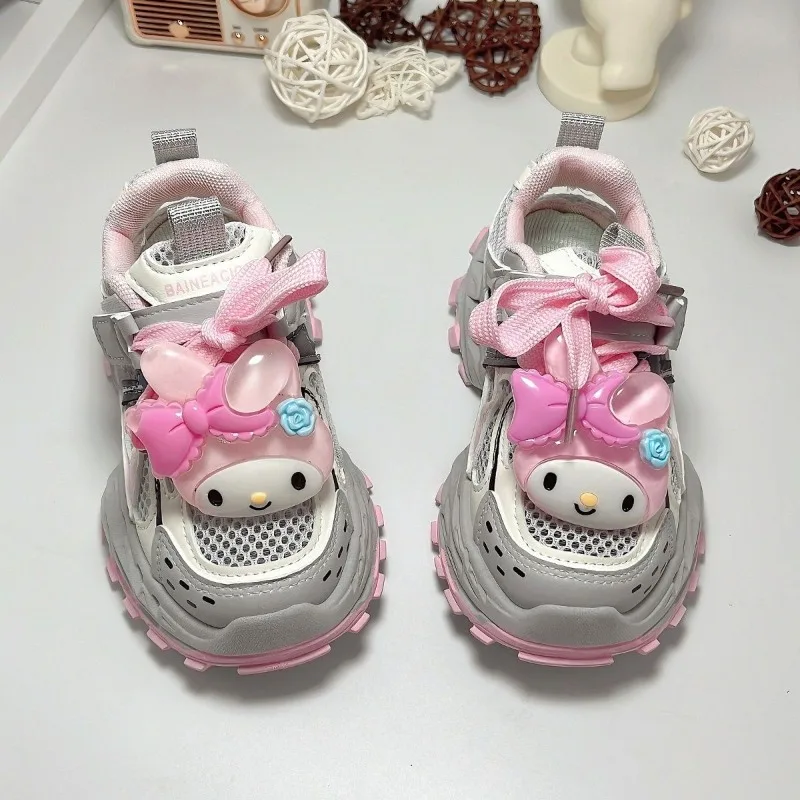 Sweet My Melody Anime Kawaii Liontin Sanrio Sepatu Olahraga Anak-anak Musim Panas Hadiah Sepatu Transparan Kartun Lucu untuk Anak Perempuan
