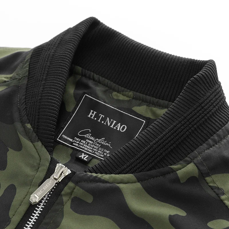 Spring Fall Motorcycle Bomber Jacket Men Retro Pilot Military Camouflage Coat Casual Baseball Jackets Varsity Jackets Streetwear