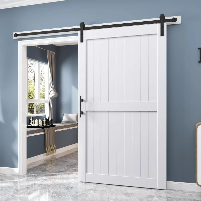 60in x 84in Sliding Barn Door with 10FT Barn Door Hardware Track Kit Included,Solid MDF Inside Covered with Water-Proof PVC