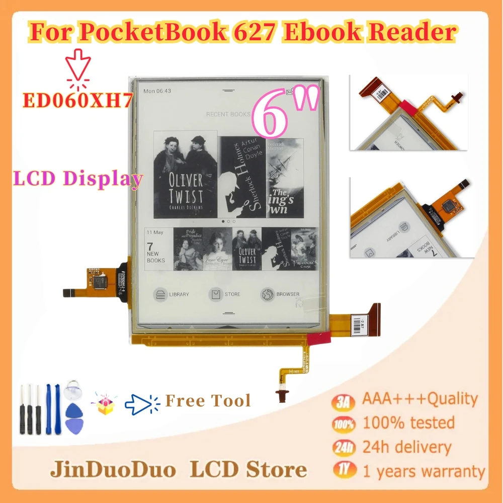 

Новый 6-дюймовый Eink экран ED060XH7 для PocketBook 627 Touch Lux 4 PB627Ebook Reader дисплей запасные части 100% протестирован