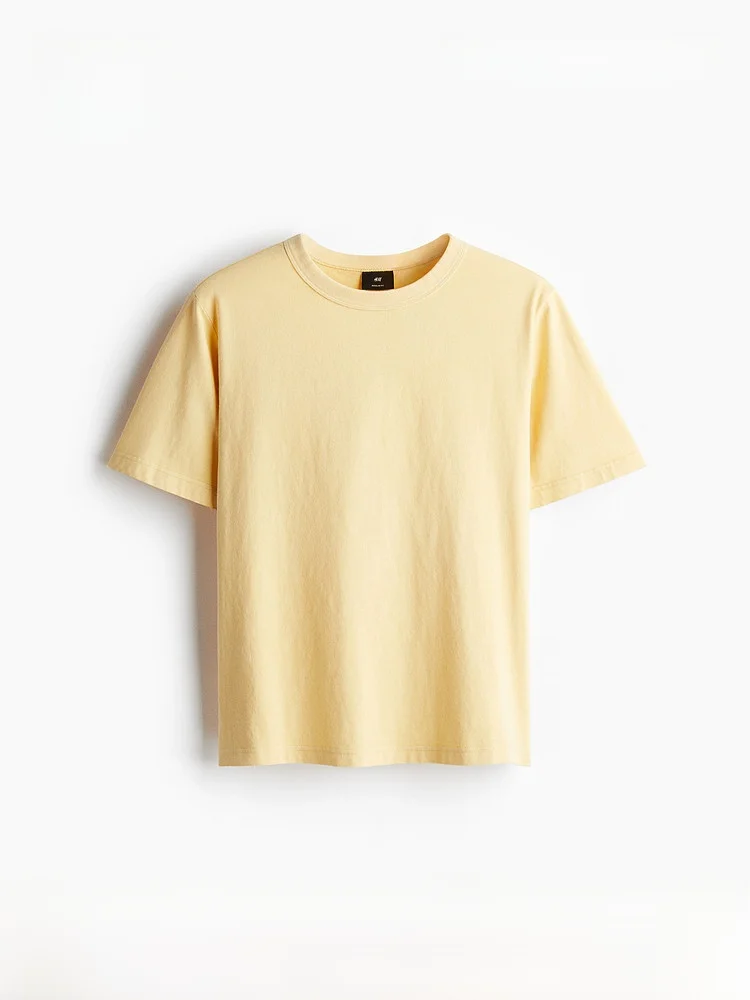 

H&M Men's Standard Fit T-Shirt Cotton Short Sleeve Simple Style Summer New Arrival Basic Crew Neck Tee Comfortable Casual Wear