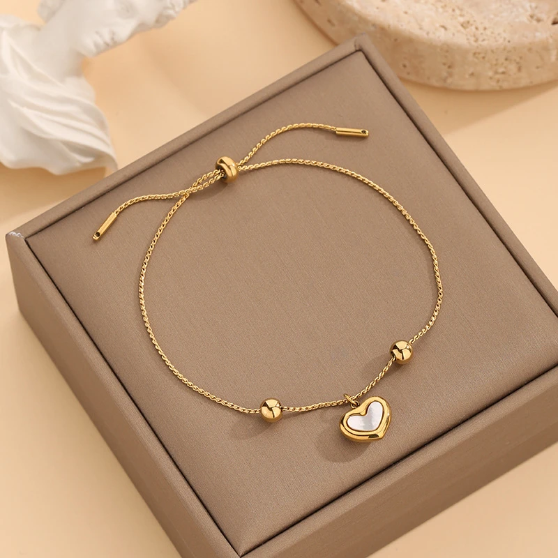 Stainless Steel Fashion Jewelry Seashell Heart Charm Chain Choker Necklaces Bracelets Earrings For Women Christmas girl\'s Gifts