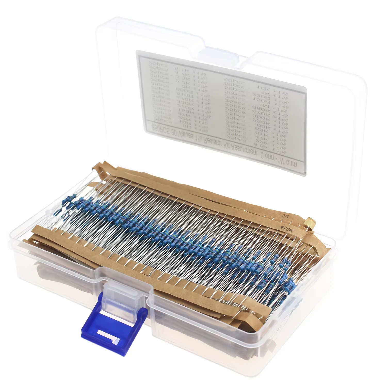 850pcs Resistor Set Resistance 1/4W Metal Film Resistors Kit 0RΩ-1MΩ 30Values Electronic Components Kit